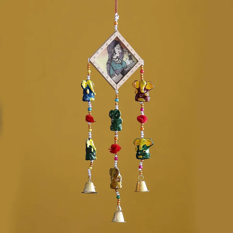 eCraftIndia Handcrafted Decorative Lord Ganesha Wall/Door/Window Hanging Bell STRGAN502