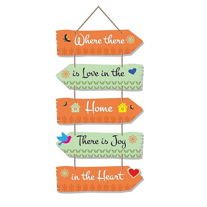 Art Vibes Home Quotes Decorative Wall Art Wooden Hanger for Living Room | Set of 5