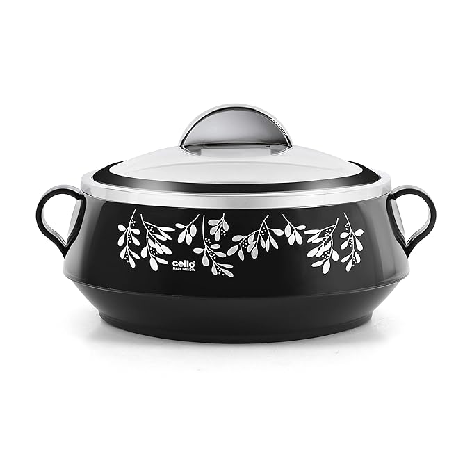 Cello Glitter Casserole With Inner Steel | Insulated Stainless Steel Inner Body Casserole Set for Meal | Set Of 3