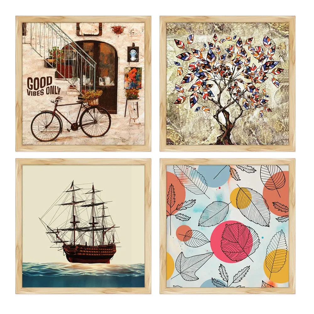 ArtX Paper Vintage Big Wall Art Frame Painting Multicolor Contemporary