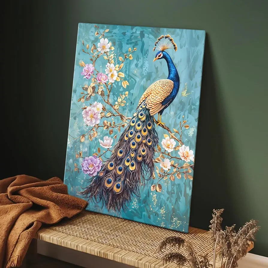 ArtX Canvas Peacock Painting For Wall Vastu Abstract