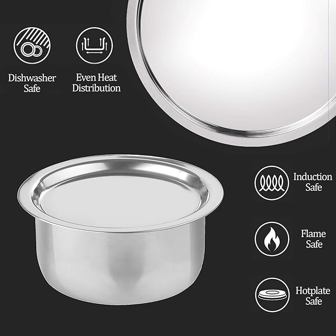 Milton Pro Cook Triply Stainless Steel Induction Tope with Lid, 14 cm / 1.1 Litre - 1220 gms