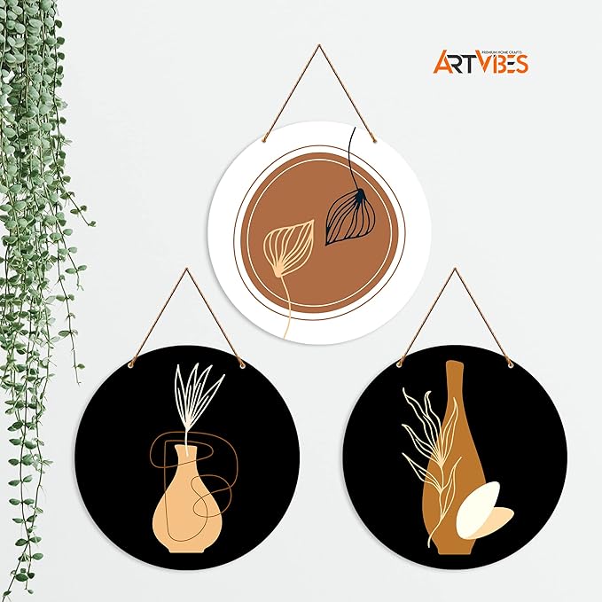 Artvibes Line Art Wooden Wall Hanger for Home Decor
