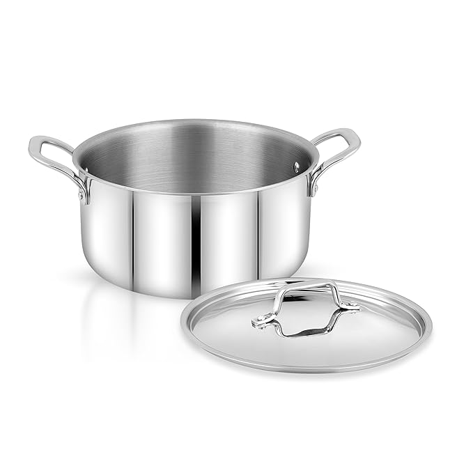 Pigeon Tristeel Triply 22 Cm Casserole With Stainless Steel Lid | 4600ml Capacity | Induction & Gas Stove Compatible