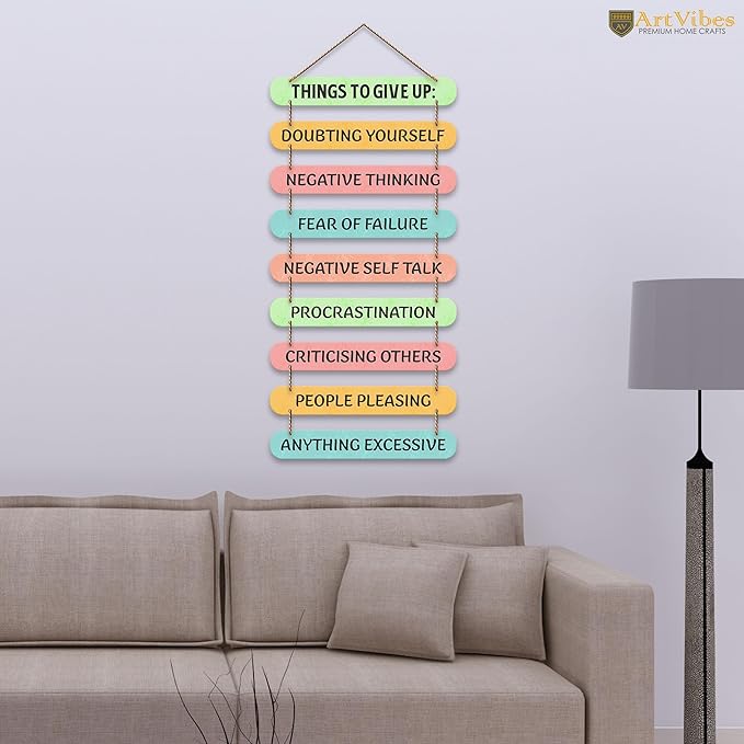 Artvibes Decorative Positive Quotes Printed Mdf Wooden Wall Hanging