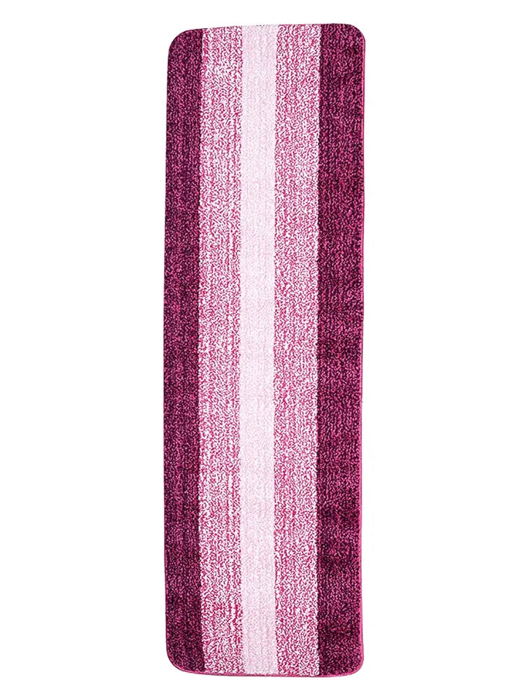 Saral Home Microfiber Striped Rectangle Anti-Skid Runner Colour Pink