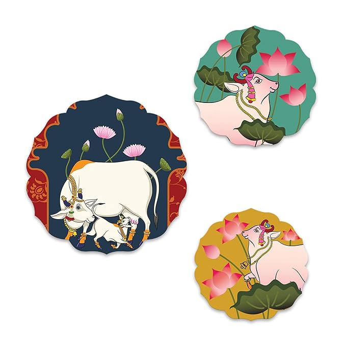 Artvibes Pichwai Designer Art Wooden Wall Hanging Decor