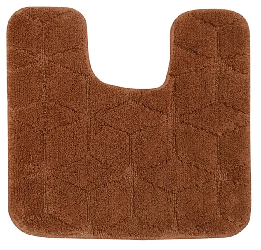 Saral Home Soft Cotton Anti Slip Bathmat with Contour Set Colour Browm