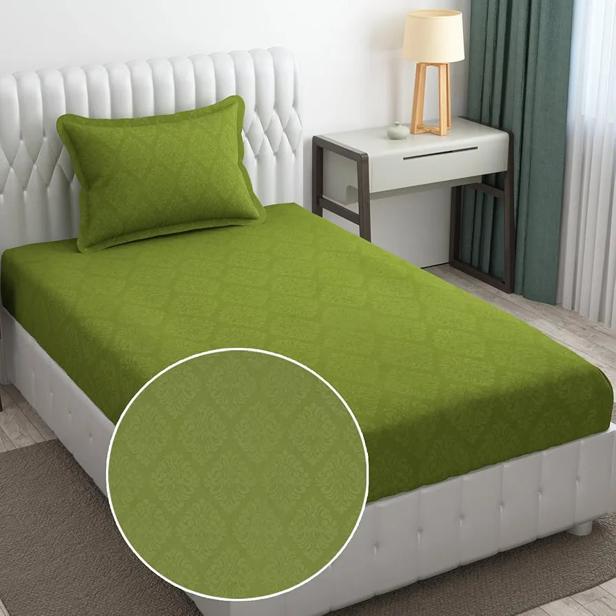 Fresh From Loom Single Bedsheet Microfiber Bedsheet Set Rotary Printed Hypoallergenic Wrinkle Free with 1 Pillow Covers Corn Green Damas