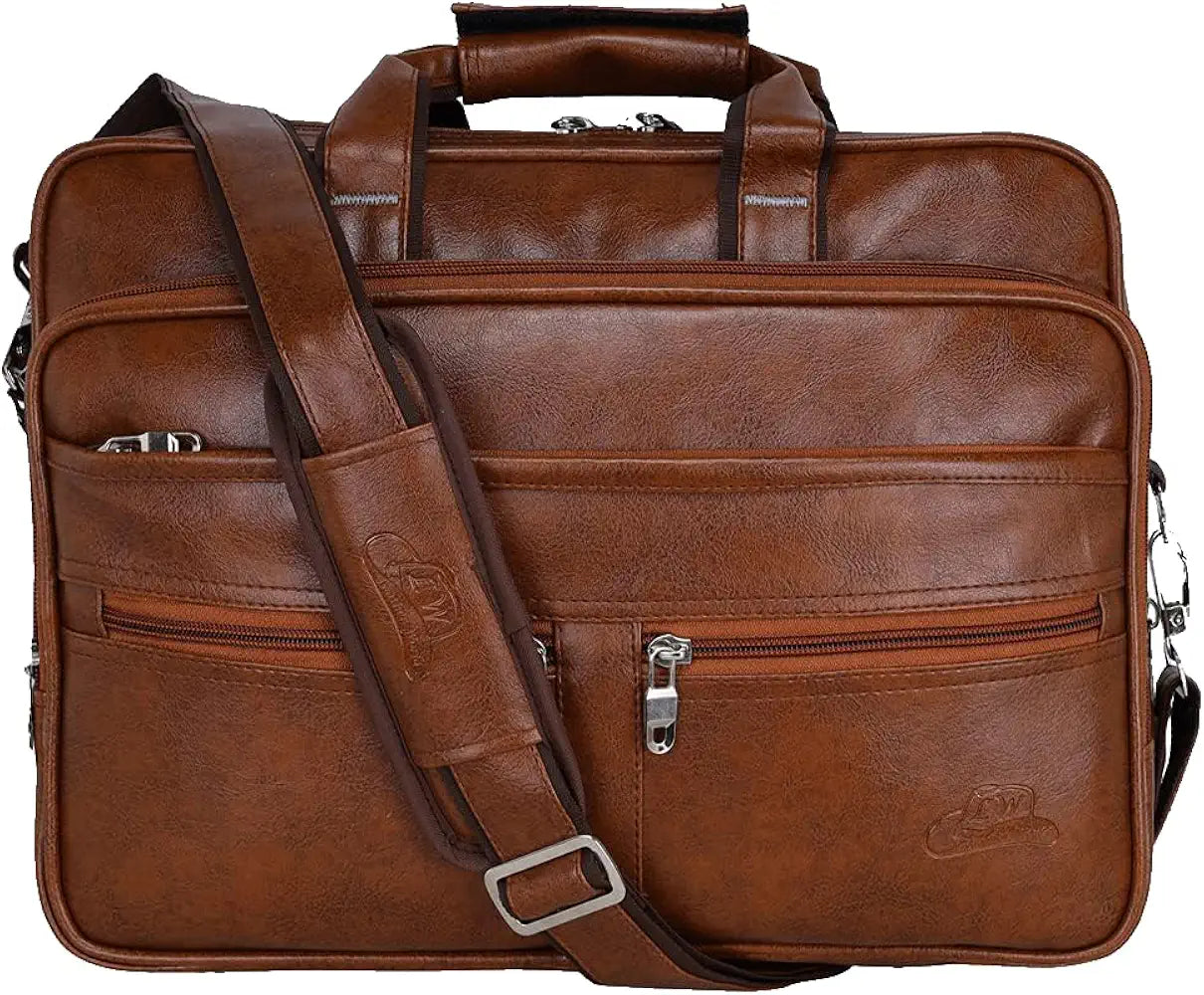 Leather World Expandable PU 15.6 inch Laptop Office Bag Men Women Messenger Briefcase