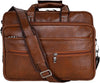 Leather Expandable PU 15.6 inch Laptop Office Bag Men Women Messenger Briefcase | Tan Colour