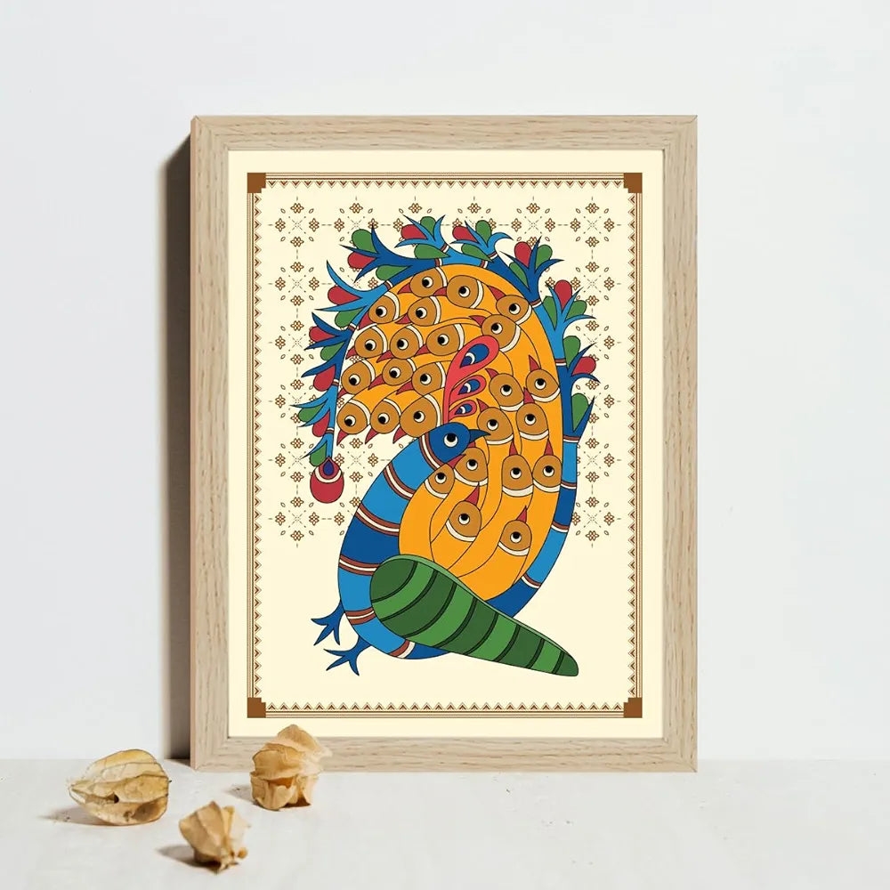 ArtX Paper Indian Gond Art Paintings with Frame Multicolor Gond-SO6-01 Set of 6