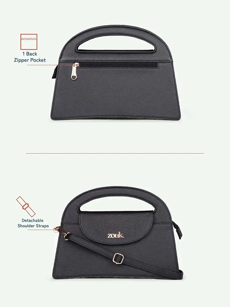 Zouk Rhea Kapoor Sling Bag Jute & Leather Crossbody Bag for Women