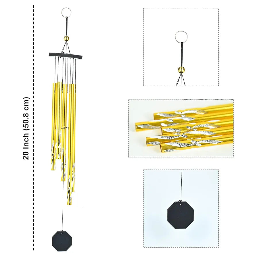 Wind Chimes Hanging Bells and Showpieces Golden 5-Pipe Wind Chime -003