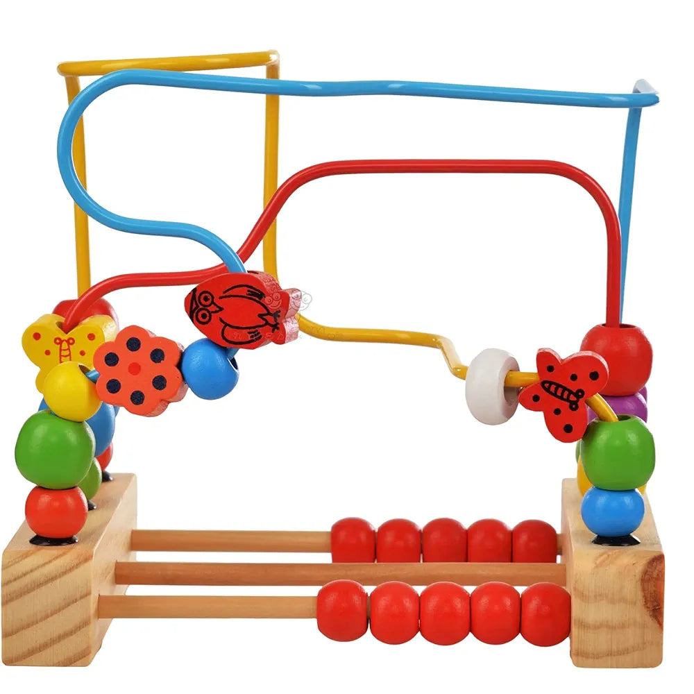 Trinkets & More - Wooden Beads Maze  Puzzle Game Roller Coaster Toddler Large Abacus Learning Activity Centre Kids Educational Toys 12 Months+