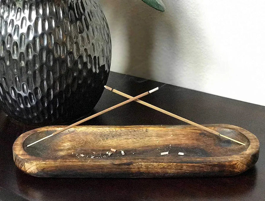Pure Source India Natural Wood Incense Holder and Ash Catcher