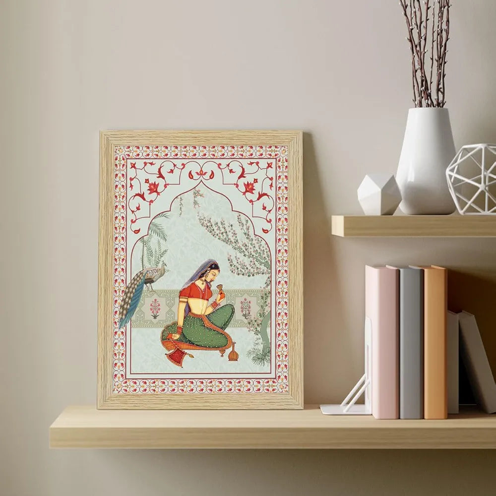 ArtX Paper Indian Rangmala Madhubani Madhubani-SO6-01 Art Paintings with Frame Wall Painting Multicolor Set of 6