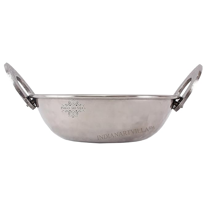 Indian Art Villa Hammered Stainless Steel Kadai Wok Bowl - 190 gms
