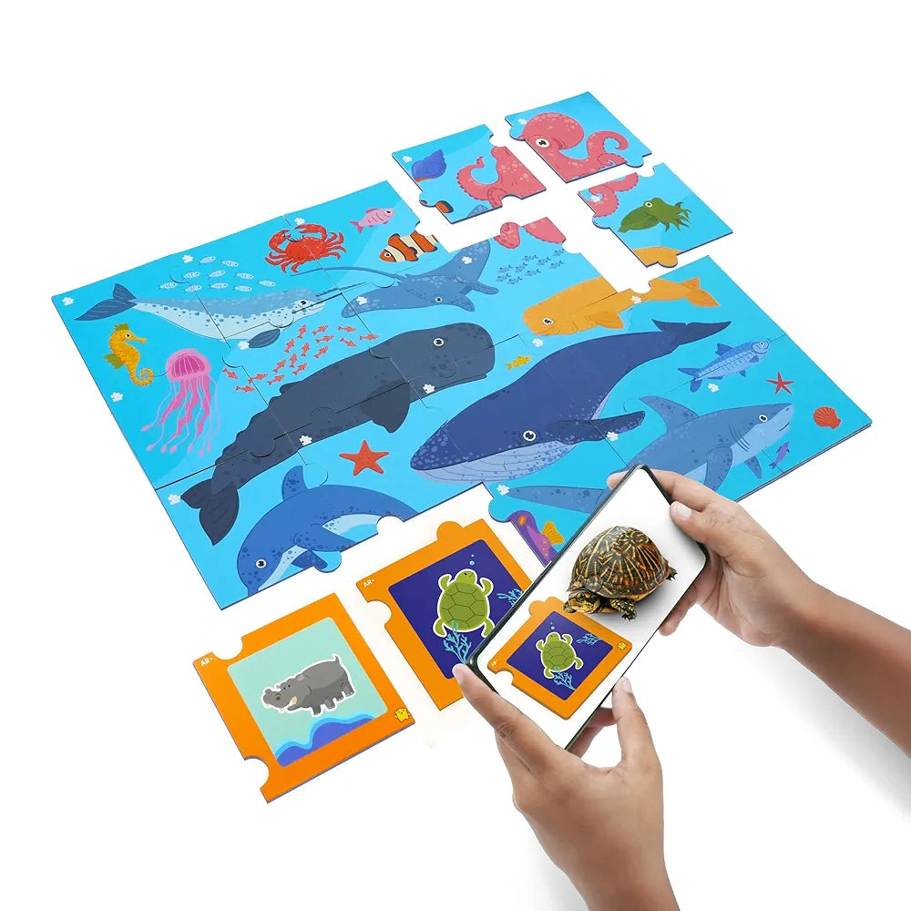 Shifu Play 20 Underwater Animals Flashcards for Kids - Boost Problem Solving Skills with 4D Educational Ar-Powered Stem Fun Learning, Interactive Game 