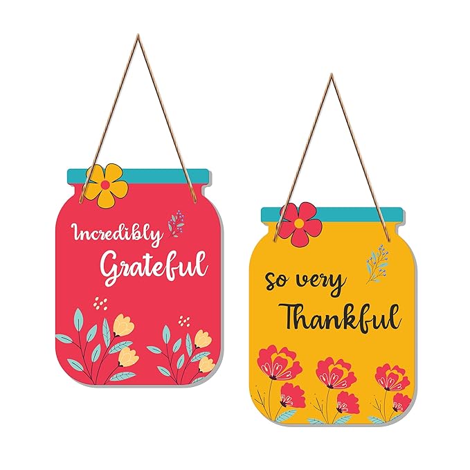 Artvibes Motivational Quotes Decorative Wall Art Wooden Hanger Ornaments for Livingroom | Set of 2