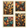 ArtX Paper Golden Mystic Leaves Art Paintings With Frame Set of 4