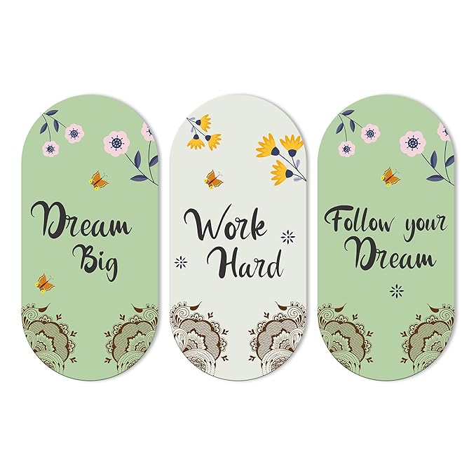 Artvibes Work Hard Motivational Quote Wall Hanging Decoration for Home | Wooden Decorative Hanger | Set of 3