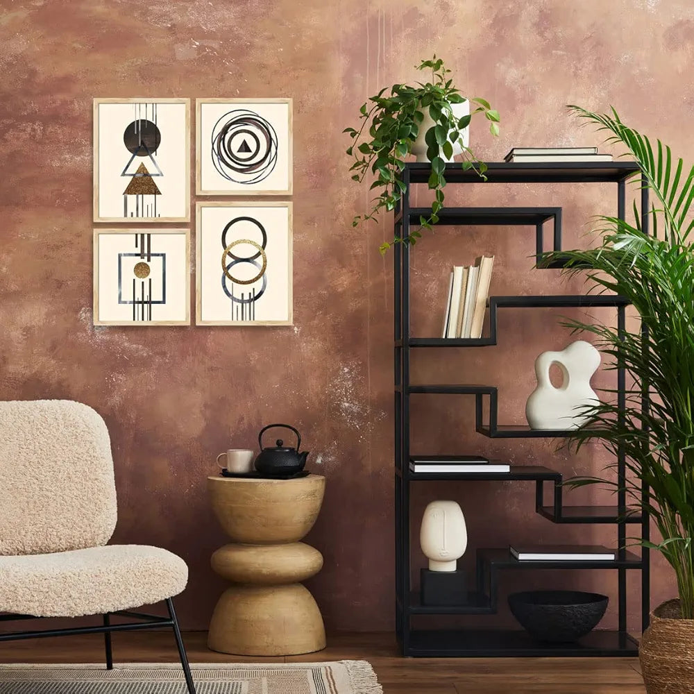 ArtX Paper Abstract Shapes Big Wall Art Frame Painting Set of 4