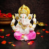 Ekhasa Handpainted Ganesha Idol Marble Dust Ganesh Murti  Jewellery Embellished