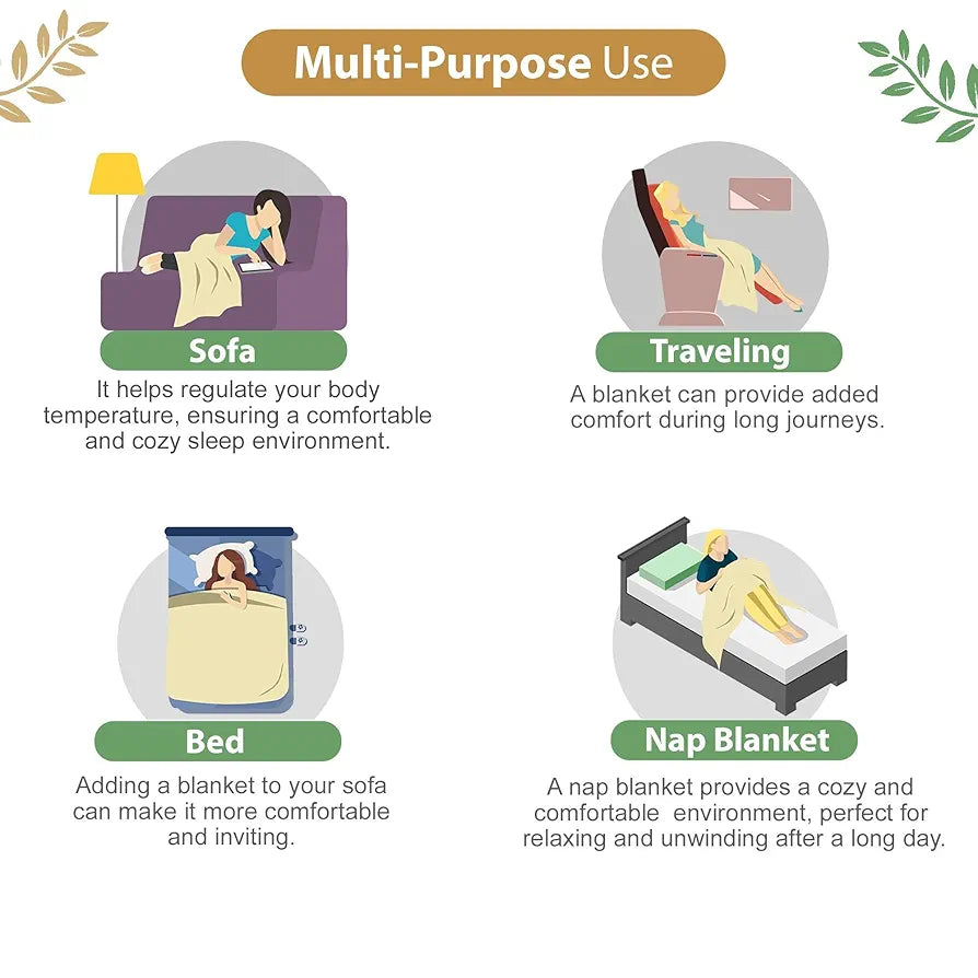 Divine Casa Pure Cotton Printed Single Dohar 120 GSM Soft & Lightweight Throw Blanket Colour Water Blue