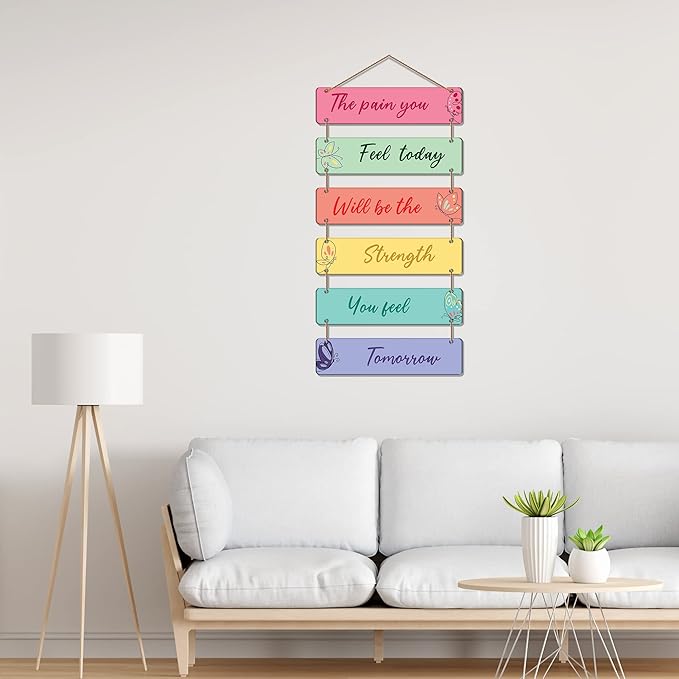 Artvibes Decorative Wall Hanging Wooden Art Decoration Item for Living Room | Quotes Decor Item | Set of 6