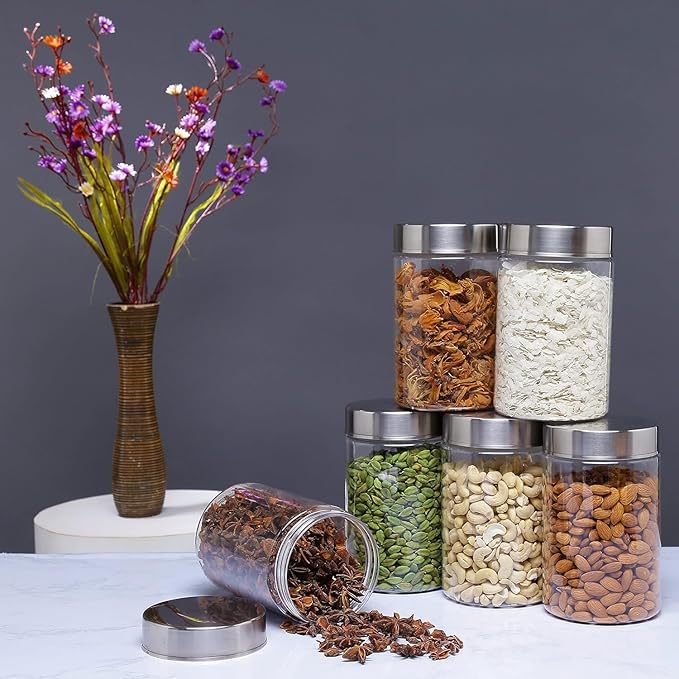 Femora Kitchen Storage Jars Borosilicate Glass With Steel Lid Air Tight Jar | 350 ML | Pack of 1