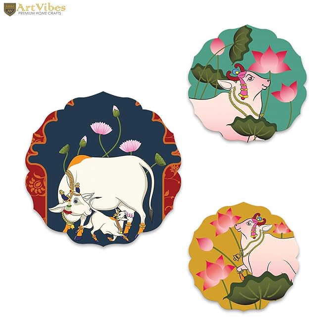 Artvibes Pichwai Designer Art Wooden Wall Hanging Decor