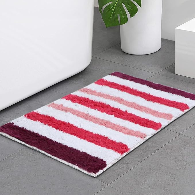 The Home Talk Cotton Stripes Bathmats Water Absorbent Runners Floor Mats
