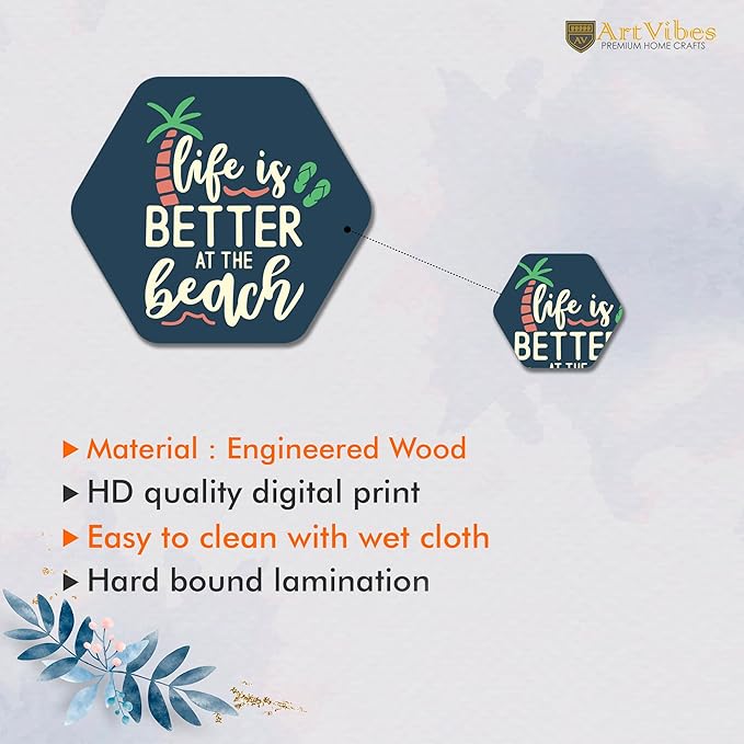 Artvibes Designer Wooden Wall Hanging Decoration for Home | Quotes Decor Item | Pack of 13 Pieces