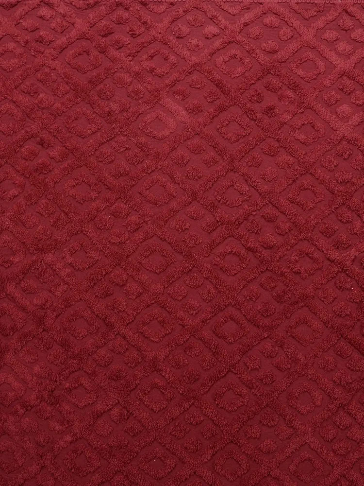 Saral Home Soft Cotton Unique Design Tufted Throw Colour Maroon