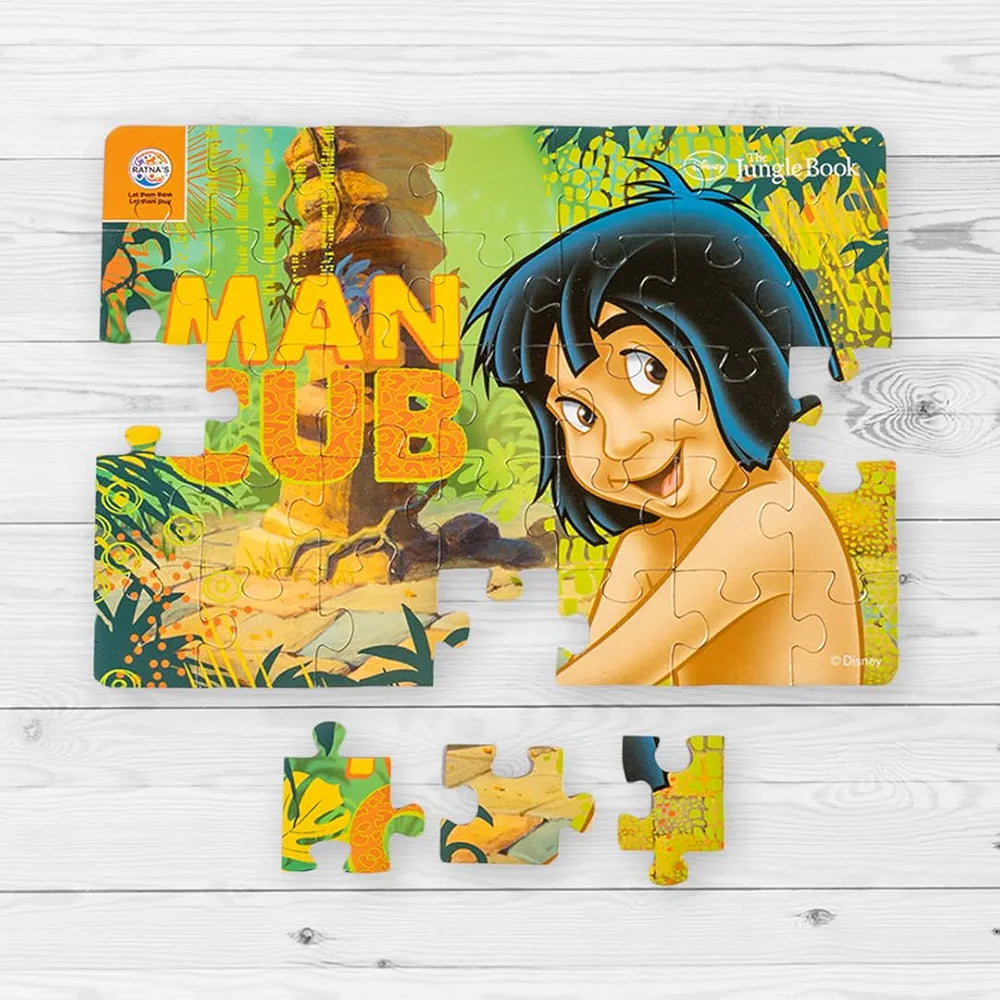 Ratna's 4in1 Jungle Book Jigsaw Puzzle Size 24cm x 17cm - Mowgli, Bagheera, Baloo, etc - 140 Pieces  Toy for Kids 3+ Years
