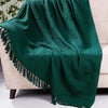 Homadorn Waffle Weave Cotton Throw Blanket Colour Bottle Green