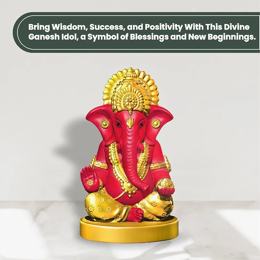 Jd Fresh Resin Ganesh Idol For Home - Red