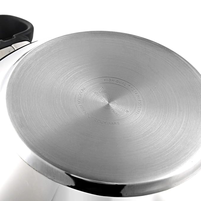 Vinod Stainless Steel Deluxe Kadhai with Glass Lid - 2.8 litre, 24cm | Extra Thick, SAS Bottom | Soft Handle | Kadai for Cooking