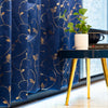 Urban Space Pure Blackout Opaque Curtains For Living Room, Gold Foil Printed Luxurious Blackout Opaque Curtains Eyelet With Tieback, 1 Piece Pack, Vine Navy Blue