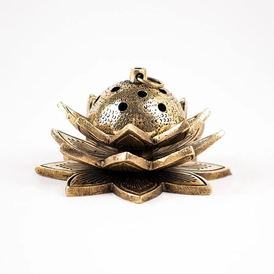 DecorTwist® Premium Brass in Lotus Design Dhoop Dani & Agarbatti Stand with Gift Box Incense Burner for puja Dhoop Dani Burner for Home Office &Temple