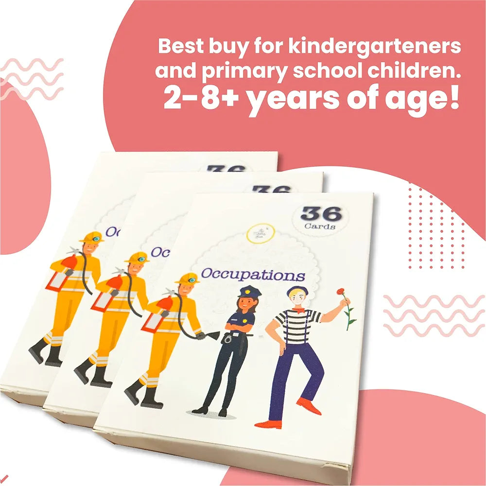 The Curious Bees - Occupations | 36 Laminated Anti-Glare Cards | Montessori Inspired Fun & Easy to Learn Toys for Kids
