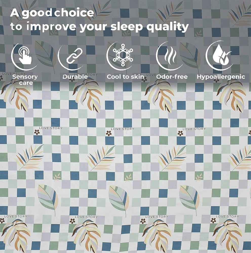 Fresh From Loom Microfiber Single Bedsheet for Single Bed Wrinkle Free Floral Design Bed Spread 1 Pillow Covers 144 TC Light Green White