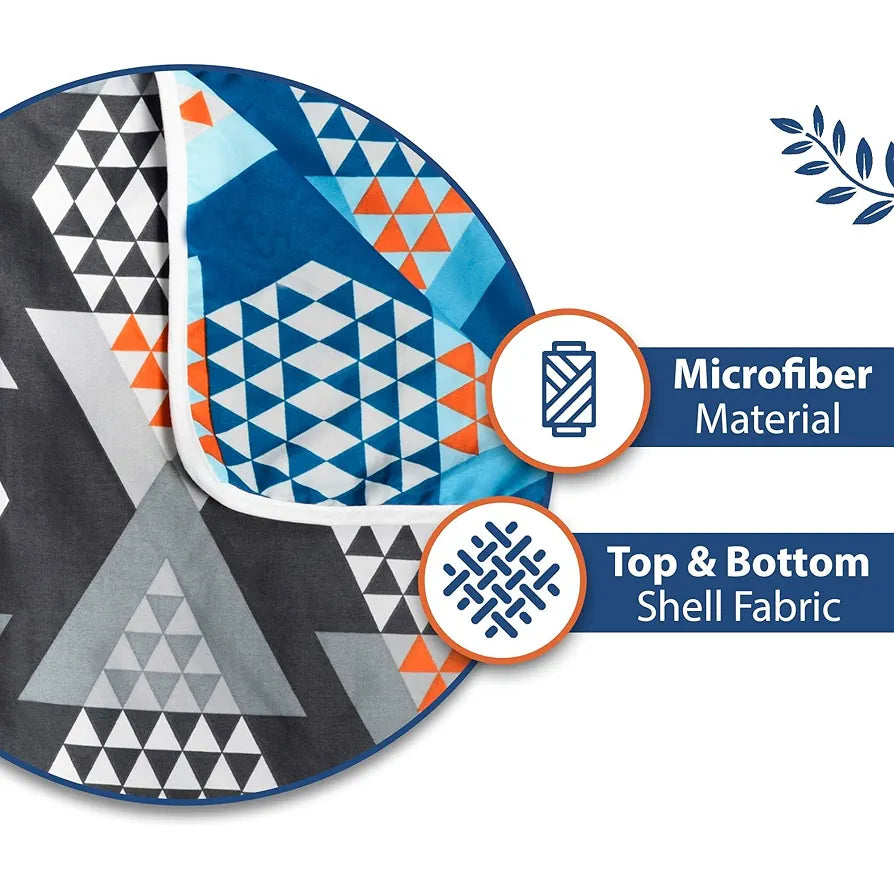 Divine Casa 120 GSM Microfiber Single Kids Dohar Soft & Lightweight Throw Blanket Geometric Pattern Colour Blue and Grey