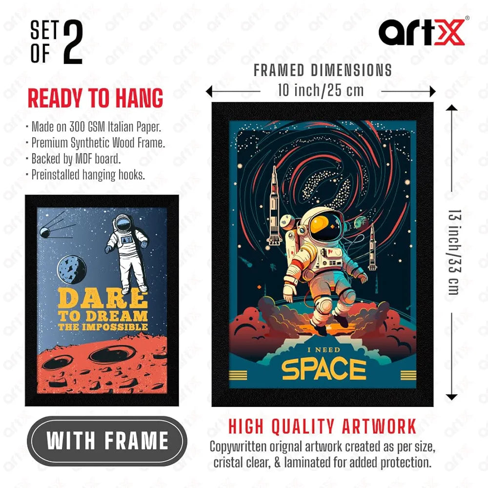 ArtX Paper Space Motivational Quotes Wall Frames Set of 2