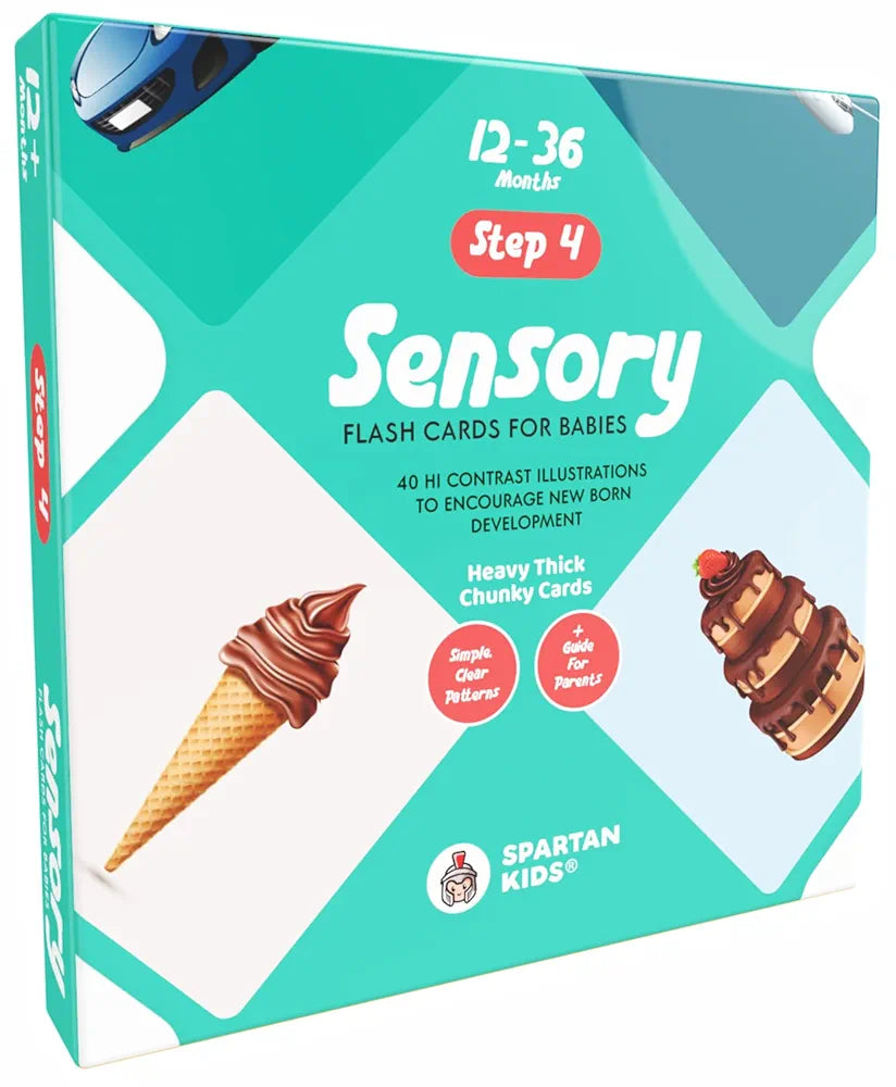 SPARTAN KIDS® Sensory Flash Cards for New Born Babies | Hi Contrast Illustrations to Encourage Infants Development Black & White Flash Cards for Age 12 to 36 Months | 40 Flash Cards