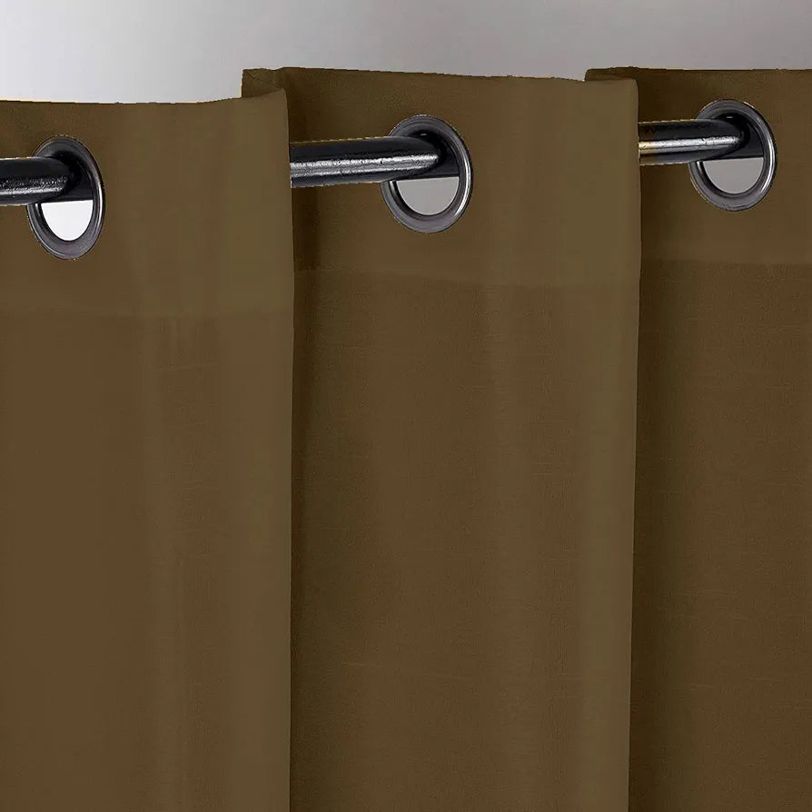 Divine Casa Semi Blackout Door Curtain 7 Feet Colour Meerkat Brown Solid Micro Satin Room Darkening Panel with Metal Grommets (Pack of 1)