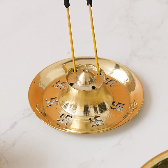 Ecraftindia Golden Brass Agarbatti Stand for Pooja | Incense Stick Holder | Agarbatti Holder