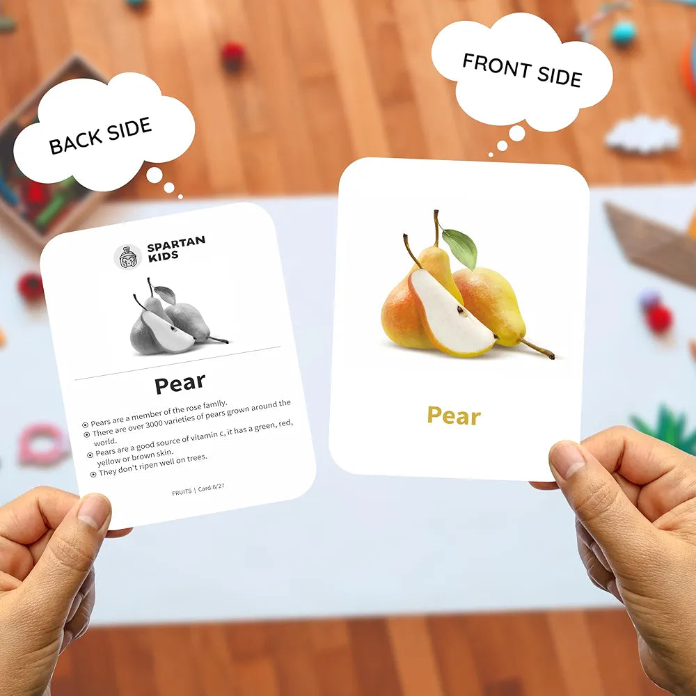 SPARTAN KIDS Fruits Flash Cards for Kids | 27 Early Learning Flash Cards Easy & Fun Way of Learning 1 Year to 6 Years Babies, for Cognitive_Skills