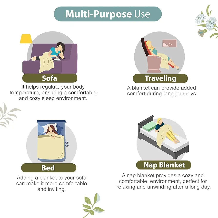 Divine Casa Floret 100% Cotton Single Dohar 120 GSM Soft & Lightweight Throw Blanket Colour Floral Breeze